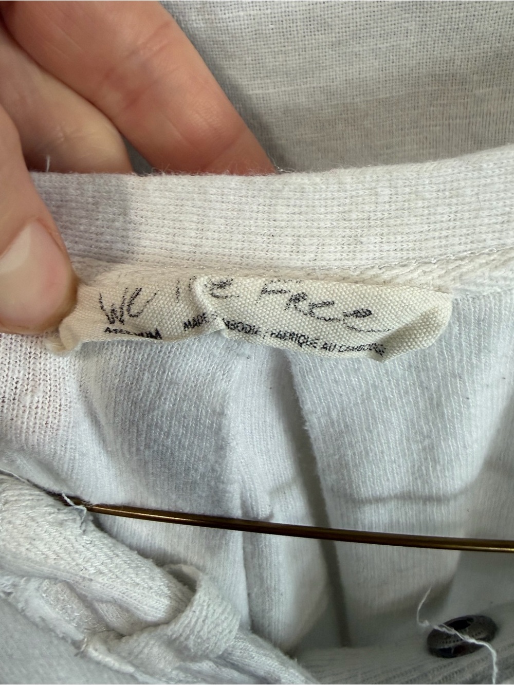 We the Free Relaxed White Long-Sleeve Henley Top - Picture 2 of 7